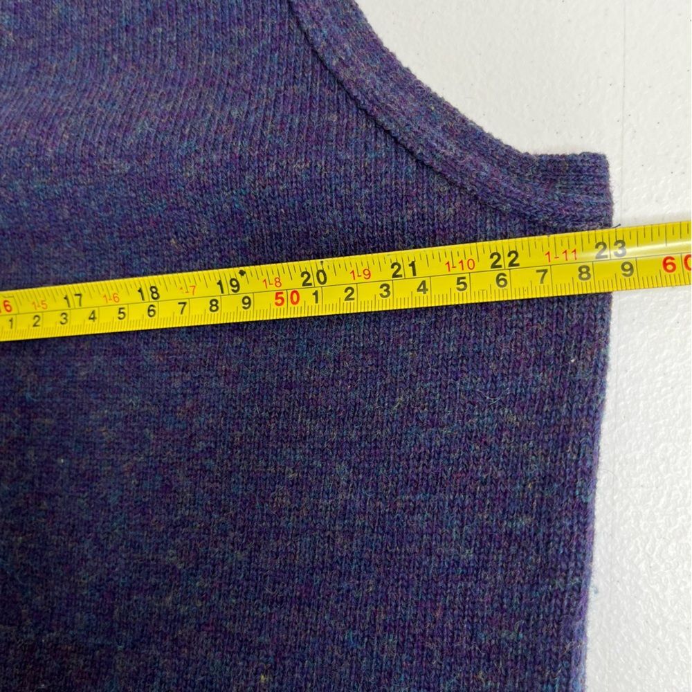 Vintage LizSport Lambswool Button Front Sweater Vest Blue Purple Women Large - Picture 10 of 14